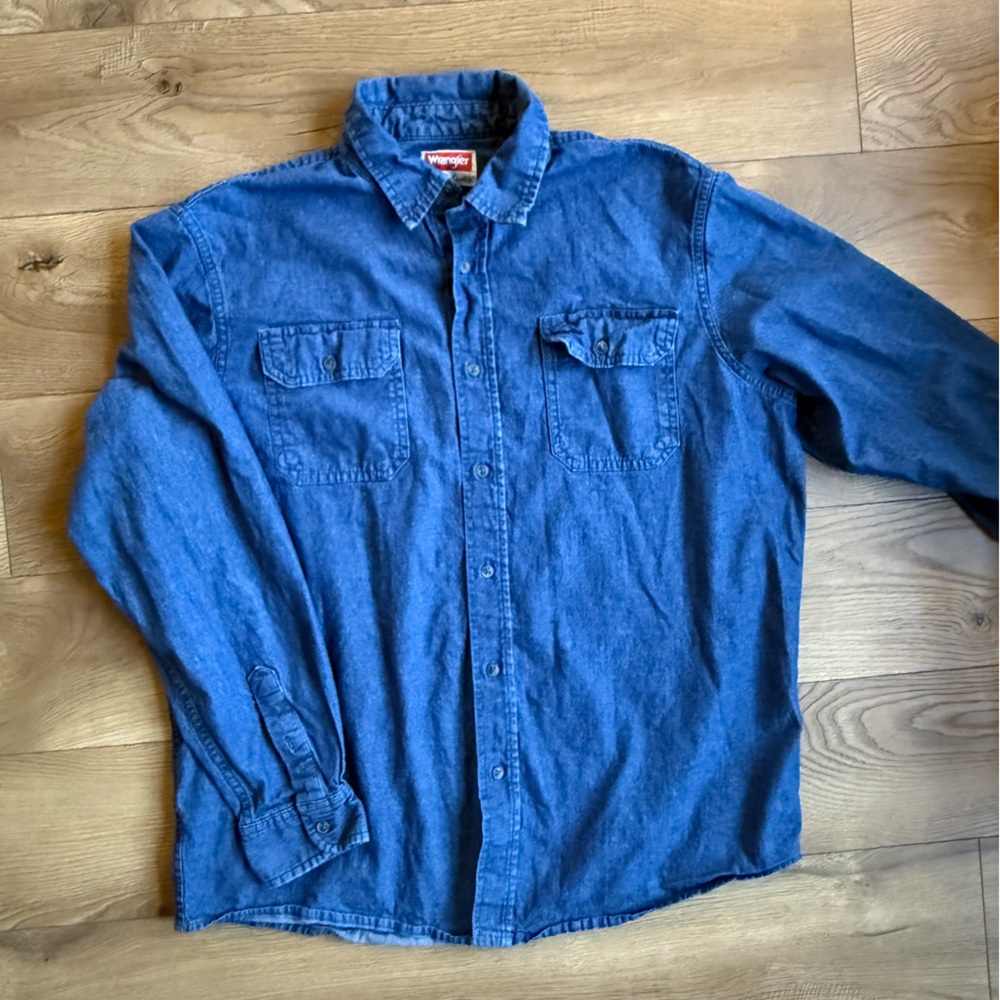 Wrangler Indigo Denim Button-Down Shirt